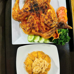 Gà nướng + xôi chiên