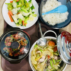 Cơm trưa cá lóc 2 món + rau luộc thập cẩm